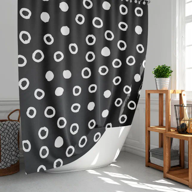 Minimalist simple Black & White Bubble Pattern Shower Curtain | Zazzle