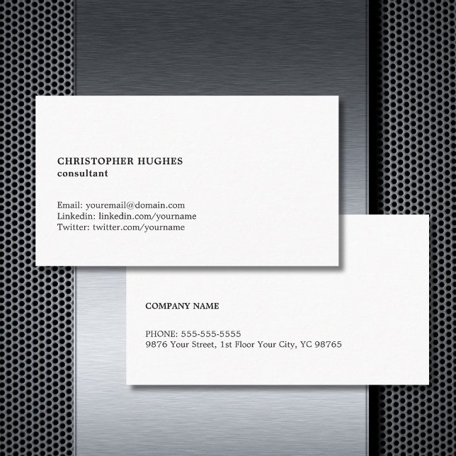 Minimalist Simple Black White Consultant Business Card (Creator Uploaded)