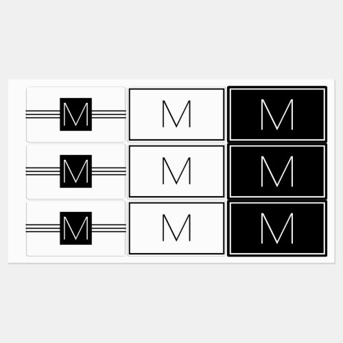 Minimalist Simple Black White Letter Monogram Labels