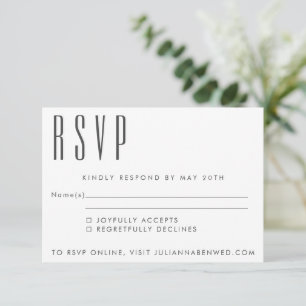 Minimalist Simple Black White Mid Century Modern RSVP Card