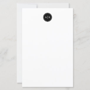 Minimalist Simple Black White Monogram Stationery