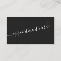 Minimalist Simple Black White Script Appointment Business Card