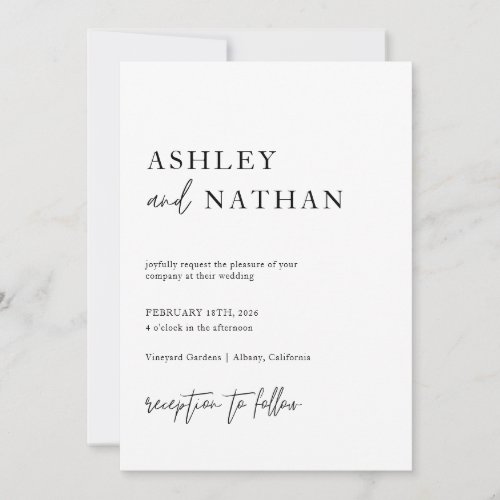  Minimalist Simple Black  White Script Wedding  I Invitation