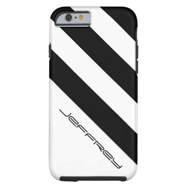 Minimalist Simple Black & White Stripe, Name, Case-Mate iPhone Case (Back)