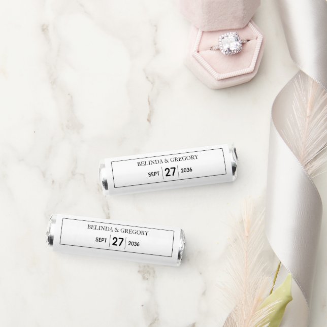 Minimalist Simple Black & White Wedding Breath Savers® Mints (Wedding)
