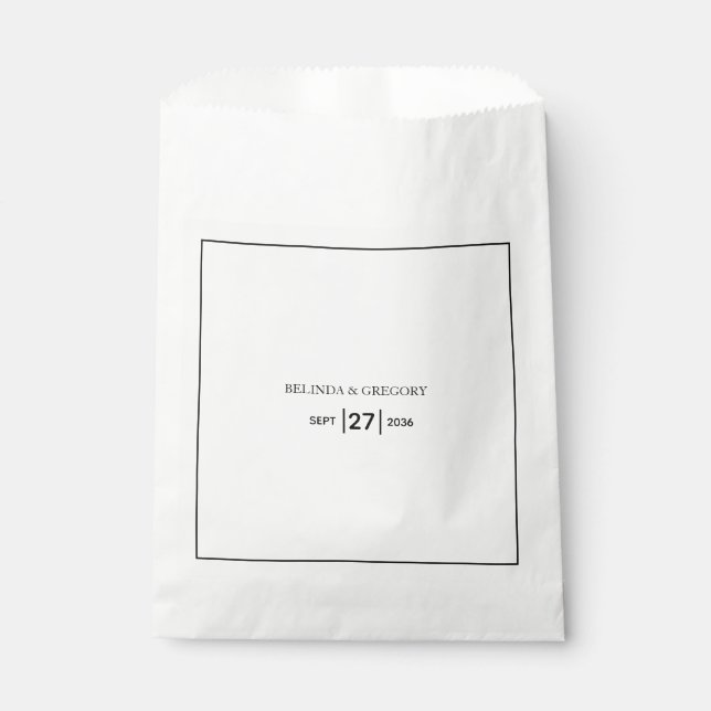 Minimalist Simple Black & White Wedding  Favor Bag (Front)