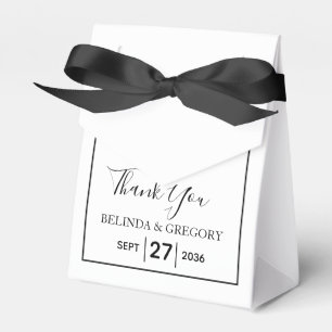 Minimalist Simple Black & White Wedding Favor Boxes