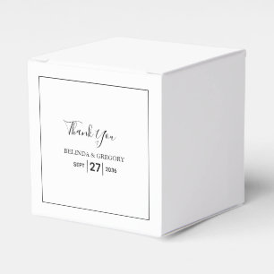 Minimalist Simple Black & White Wedding Favor Boxes