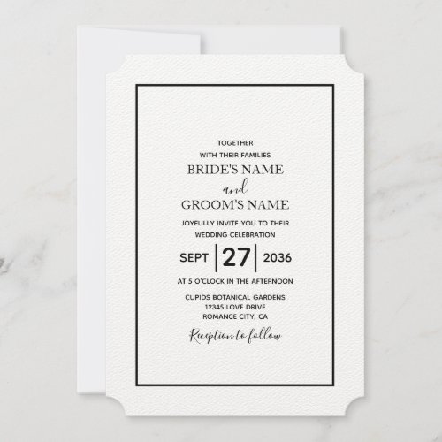 Minimalist Simple Black  White Wedding Invitation