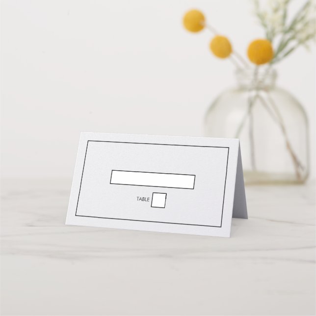 Minimalist Simple Black & White Wedding Place Card (Front)