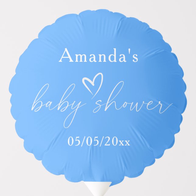 Minimalist Simple Blue Baby Shower Balloon (Front)