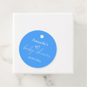 Minimalist Simple Blue Baby Shower Favor Tags