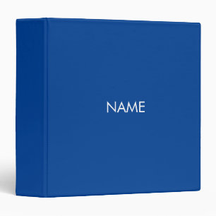 Minimalist simple blue custom name text solid 3 ring binder