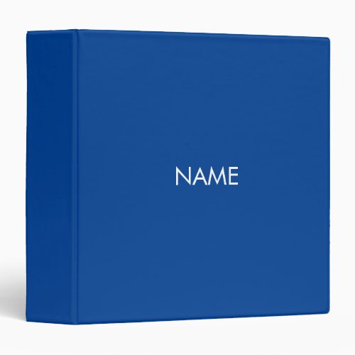 Minimalist simple blue custom name text solid  3 ring binder
