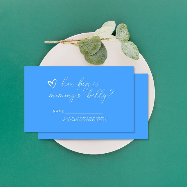 Minimalist simple blue - How big is mommy's belly Enclosure Card (Creator Uploaded)