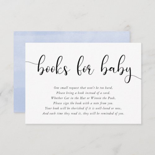 Minimalist simple blue white black books for baby enclosure card