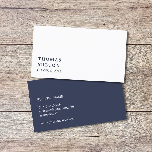 Minimalist Simple Blue White Consultant Business Card