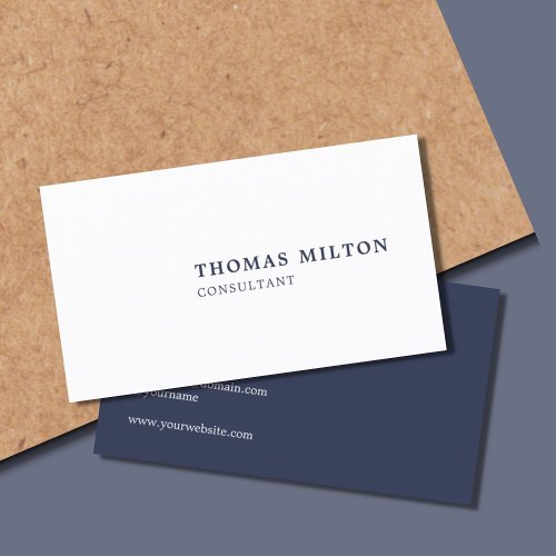 Minimalist Simple Blue White Consultant Business Card