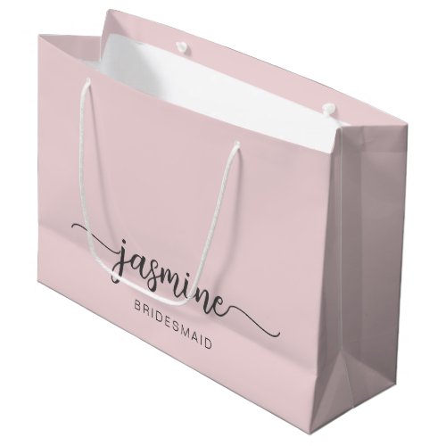 Minimalist Simple Blush Pink Monogram Girly Script Large Gift Bag