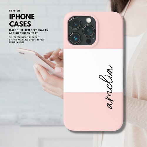 Minimalist Simple Blush Pink Stripe Color Block iPhone 13 Pro Case