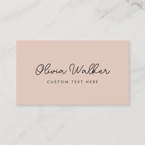 Minimalist Simple Boho Beige Modern Girly Script Business Card