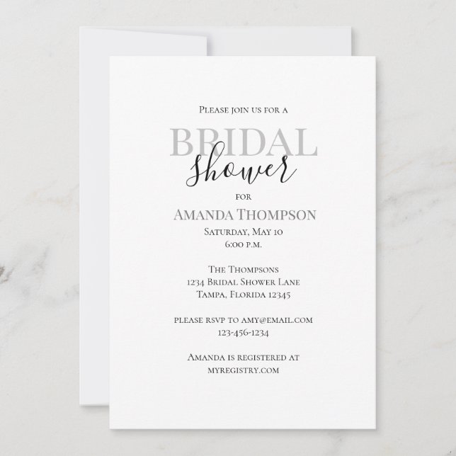 Minimalist Simple Bridal Shower Elegant Template (Front)