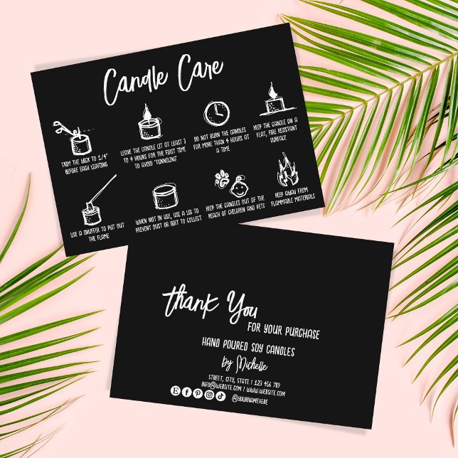 Minimalist Simple Candle Care Thank You Add Logo Enclosure Card (Creator Uploaded)
