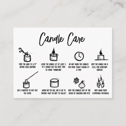 Minimalist Simple Candle Care Thank You Add Logo Enclosure Card