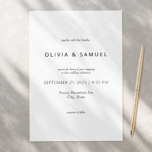 Minimalist Simple Chic Black and White Wedding Invitation