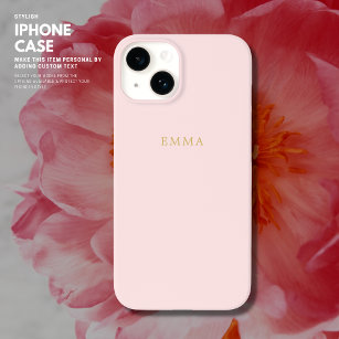 Minimalist Simple Chic Blush Pink Gold Monogram Case-Mate iPhone 14 Case