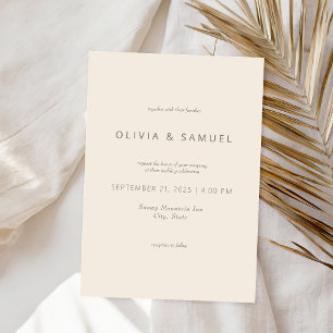 Minimalist Simple Chic Champagne Wedding Invitation