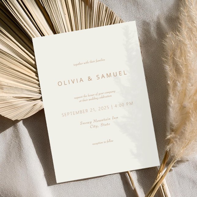 Minimalist Simple Chic Ivory Tan Wedding Invitation (Creator Uploaded)