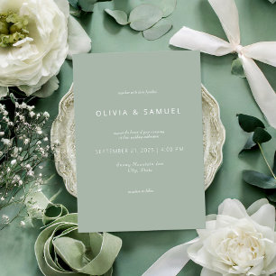 Minimalist Simple Chic Sage Green Wedding Invitation
