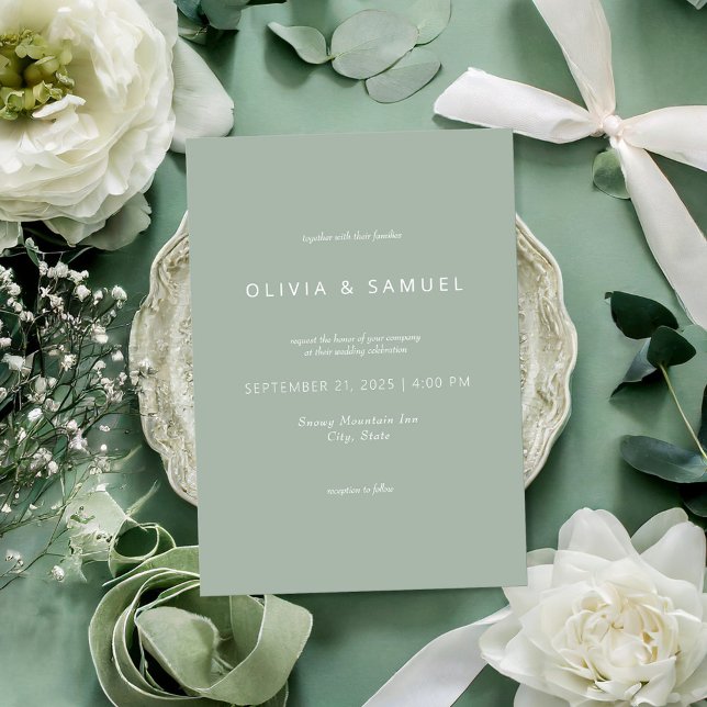 Minimalist Simple Chic Sage Green Wedding Invitation (Creator Uploaded)