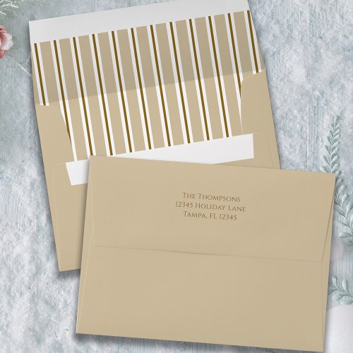 Minimalist Simple Chocolate Brown Tan Striped  Envelope