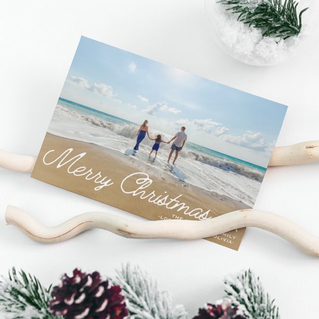 Minimalist Simple Christmas Script Overlay 1 Photo Holiday Card (Creator Uploaded)