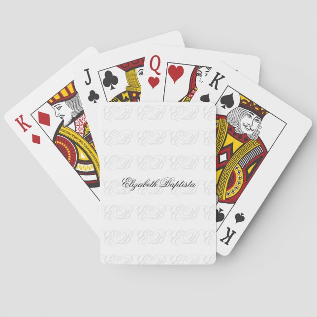 Minimalist Simple Classic Monogram Name Poker Cards (Back)