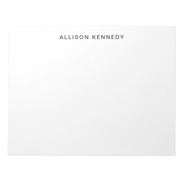 Minimalist Simple Clean Classic Modern Basic Gray Notepad (Front)