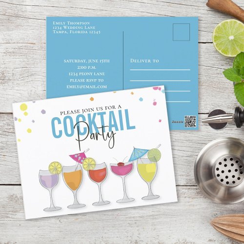 Minimalist Simple Cocktail Party Modern Invitation Postcard