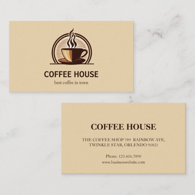 Minimalist Simple Coffee Shop business Card (Front/Back)