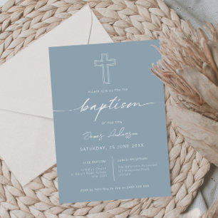 Minimalist simple cross baptism invitation