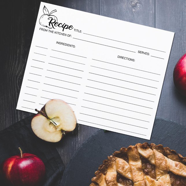 Minimalist Simple Culinary Apple Recipe Card (Creator Uploaded)
