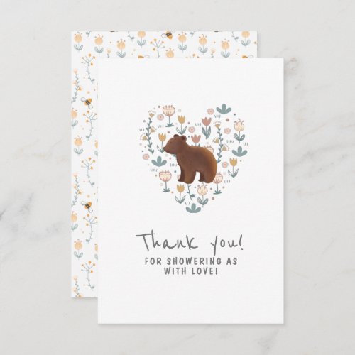 Minimalist simple cute bear baby shower  thank you card