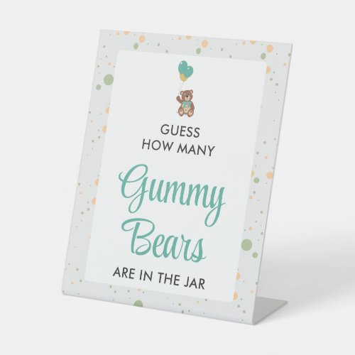 Minimalist Simple Cute Cub Gummy Bears Baby Shower Pedestal Sign