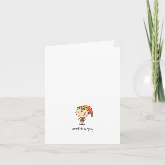 Minimalist Simple Cute Elf Illustration Christmas Holiday Card (Front)