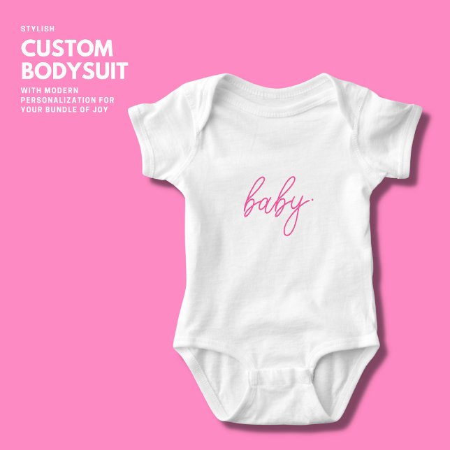 Minimalist Simple Cute Pink Pregnancy Reveal Baby Bodysuit (Creator Uploaded)