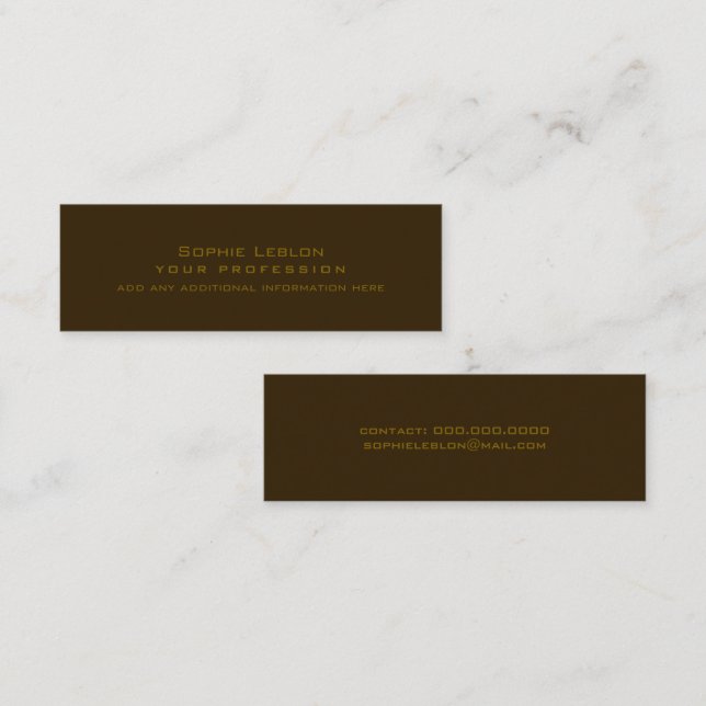 Minimalist Simple Dark-Brown Professional Calling Card (Front/Back)
