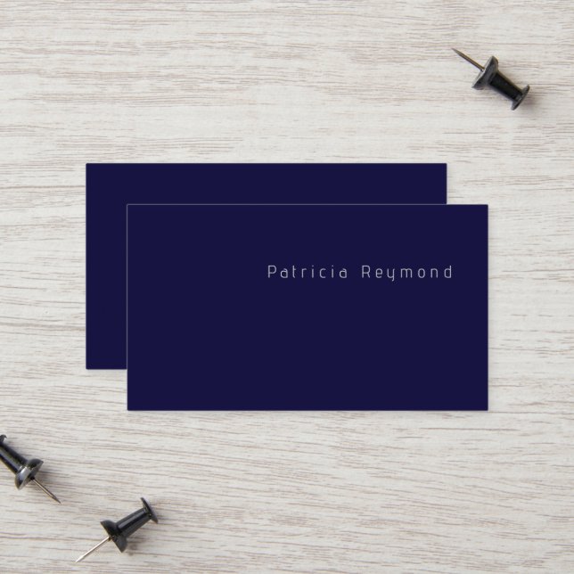 Minimalist simple deep-blue Contact Card  (Front/Back In Situ)