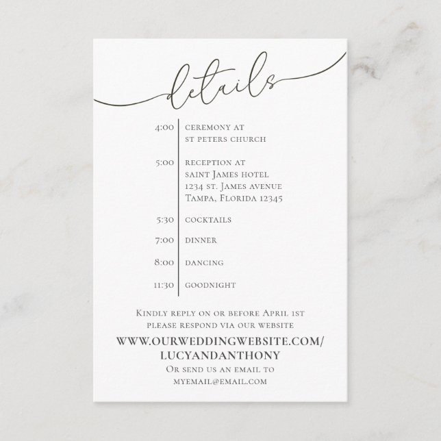 Minimalist Simple Details Guest Timeline Template (Front)