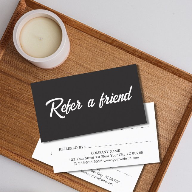 Minimalist Simple Elegant Black and White Referral Card (Creator Uploaded)